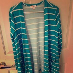 Lularoe M Caroline aqua with stripes NWT